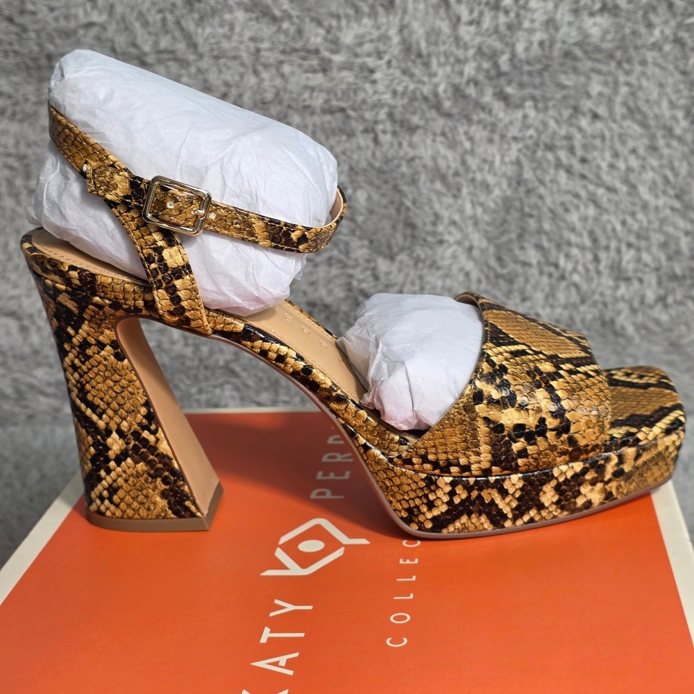 Katy Perry Snake Python Print Platform Heels Sand… - image 3